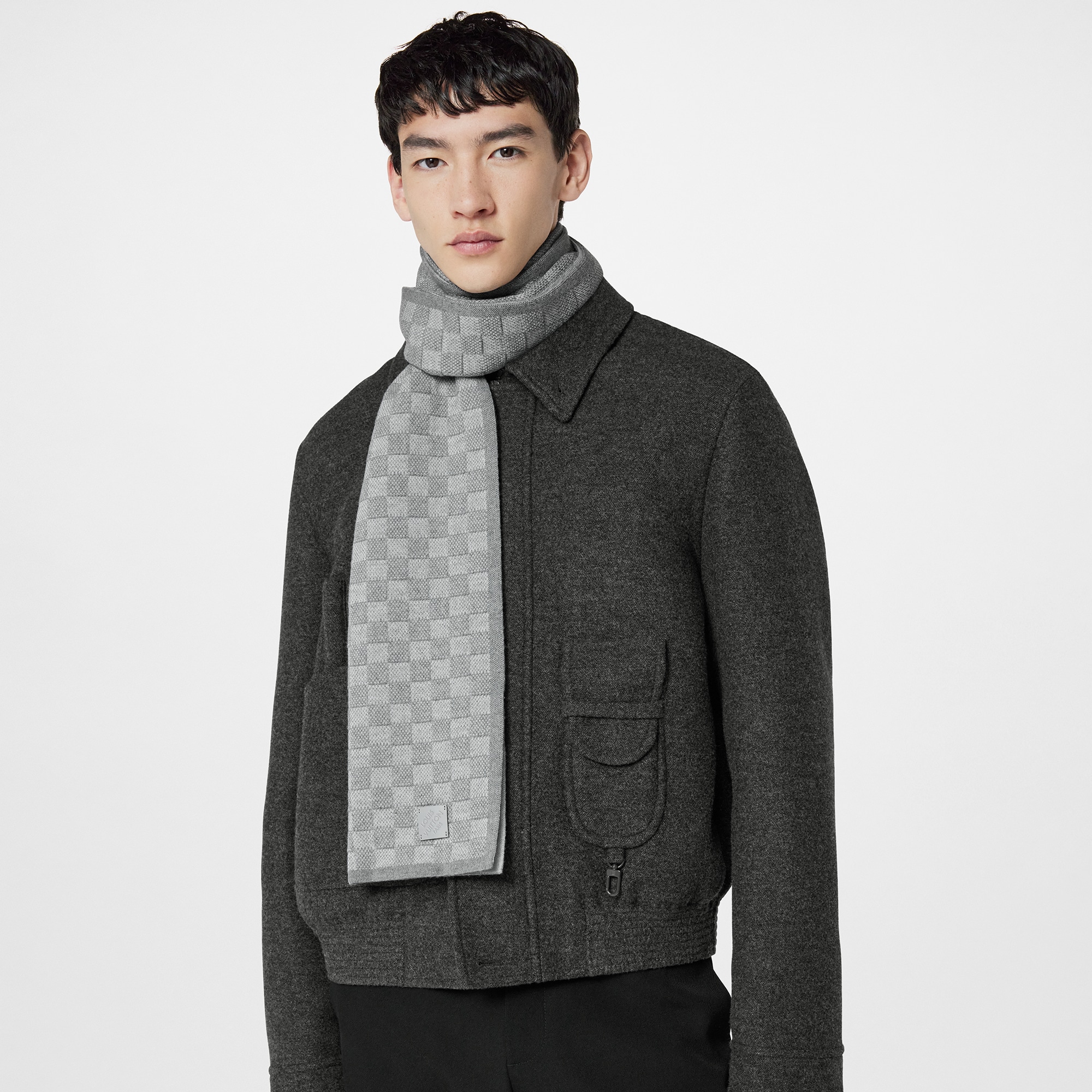 Louis vuitton scarf mens sales grey